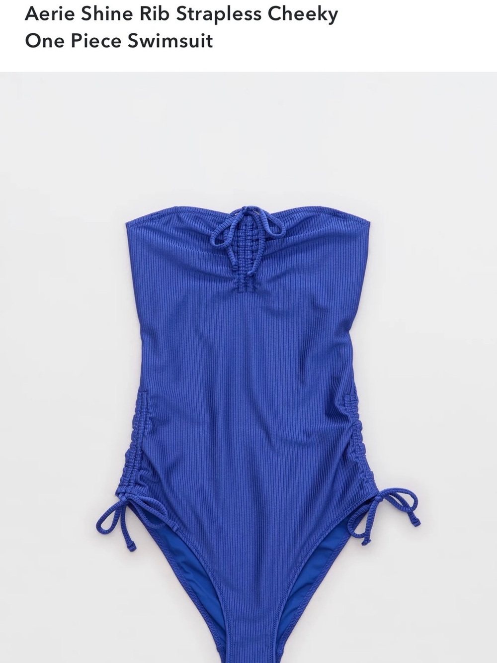 aerie Strapless Cheeky One-Piece Swimsuit - Royal Blue size XL Long